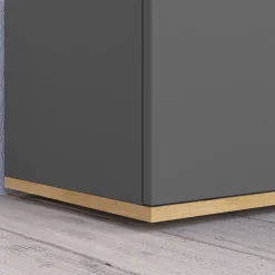 Credenza Nero Antracite Marrone Rovere 7 Ripiani Apertura Battente 200x35x70h cm, 5 Ante Made in Italy - Cordele