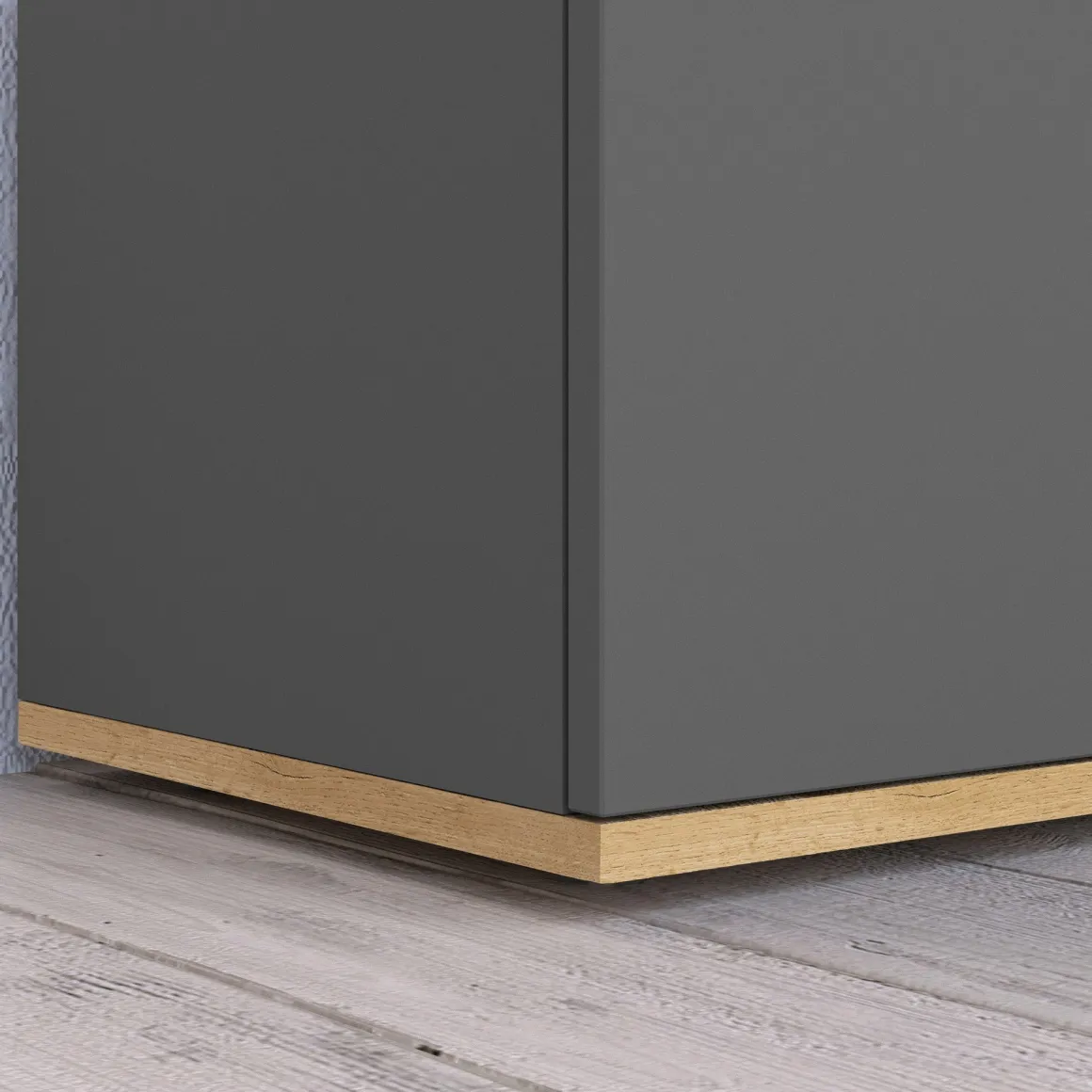 Credenza Nero Antracite Marrone Rovere 7 Ripiani Apertura Battente 200x35x70h cm, 5 Ante Made in Italy - Cordele