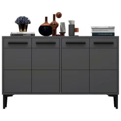 Madie|Credenze > Dmora Credenza 8 Ripiani 2 Ante 40x30x180h cm, 16 Vani - Rimella Nero Antracite