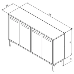 Madie|Credenze > Dmora Credenza 8 Ripiani 2 Ante 40x30x180h cm, 16 Vani - Rimella Nero Antracite