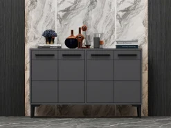 Madie|Credenze > Dmora Credenza 8 Ripiani 2 Ante 40x30x180h cm, 16 Vani - Rimella Nero Antracite