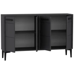 Madie|Credenze > Dmora Credenza 8 Ripiani 2 Ante 40x30x180h cm, 16 Vani - Rimella Nero Antracite
