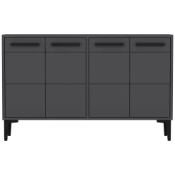 Madie|Credenze > Dmora Credenza 8 Ripiani 2 Ante 40x30x180h cm, 16 Vani - Rimella Nero Antracite