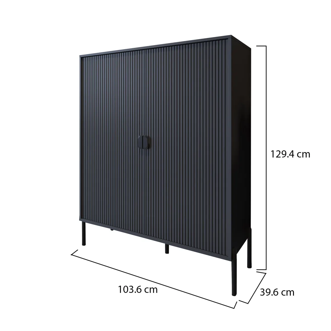Madie|Credenze > Dmora Credenza Cassetti 4 Ripiani 203x49x83h cm, Apertura Battente - Viale Nero
