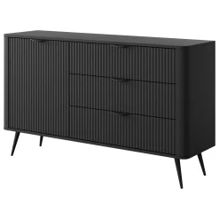 Credenze > Dmora Credenza 3 Cassetti un Ripiano 138x38x81h cm, Apertura Battente, Scorrevole - Halilomo Nero