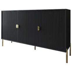 Credenza Nero oro Cassetti Ripiani 203x49x83h cm, Apertura Battente - Ostiglia