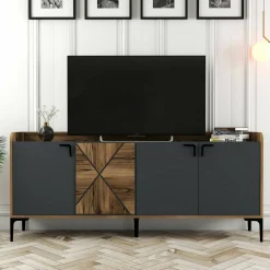 Credenza noce e antracite 180x35x78h cm 3 ante - Also
