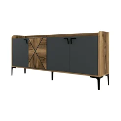 Credenza noce e antracite 180x35x78h cm 3 ante - Also