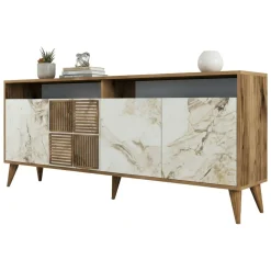 Credenza noce e bianca marmo 180x35x78h cm 4 ante - Jole
