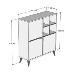 Credenza noce e bianca 100x30x115h cm 2 ante - Barasso