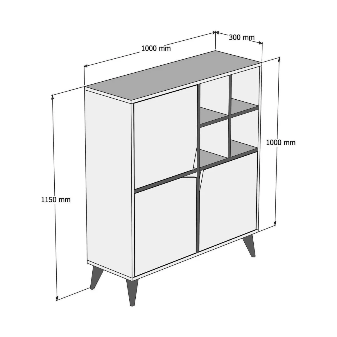 Credenza noce e bianca 100x30x115h cm 2 ante - Barasso