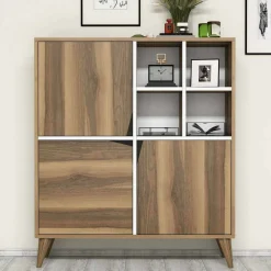 Credenza noce e bianca 100x30x115h cm 2 ante - Barasso