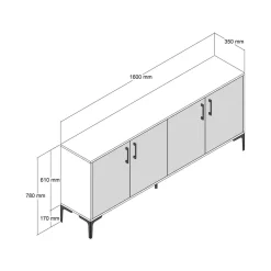Salotto|Madie > Dmora Credenza noce e bianca 180x35x78h cm 3 ante - Also Bianco, Marrone Noce