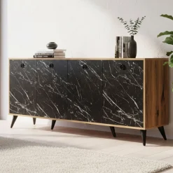 Credenza noce e grigia 180x45x80h cm 4 ante - Ernie