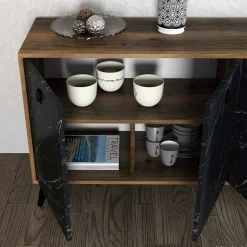 Credenza noce e grigia 180x45x80h cm 4 ante - Ernie