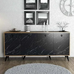 Credenza noce e grigia 180x45x80h cm 4 ante - Ernie