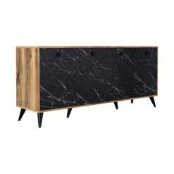 Credenza noce e grigia 180x45x80h cm 4 ante - Ernie