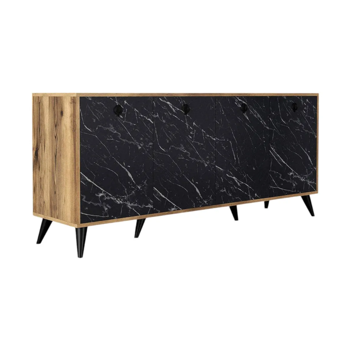 Credenza noce e grigia 180x45x80h cm 4 ante - Ernie