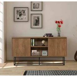 Credenza noce e nera 140x36x72h cm 3 ante - Levante