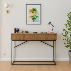 Cucina|Madie > Dmora Credenza noce e nera 120x36x90h cm 3 cassetti - Avetrana Nero, Marrone Noce