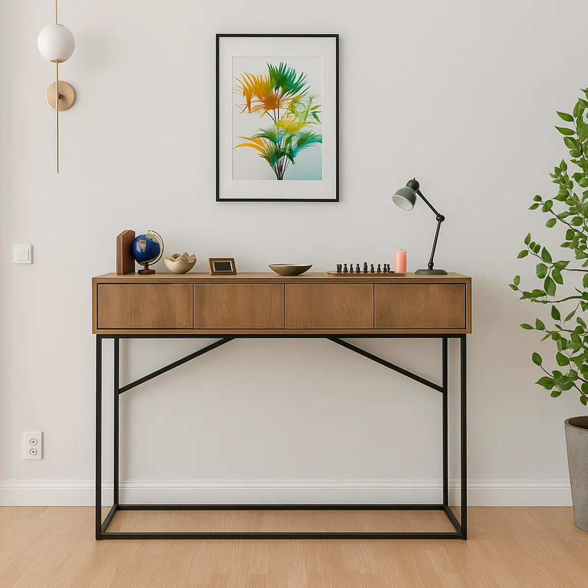 Cucina|Madie > Dmora Credenza noce e nera 120x36x90h cm 3 cassetti - Avetrana Nero, Marrone Noce