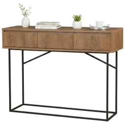 Cucina|Madie > Dmora Credenza noce e nera 120x36x90h cm 3 cassetti - Avetrana Nero, Marrone Noce