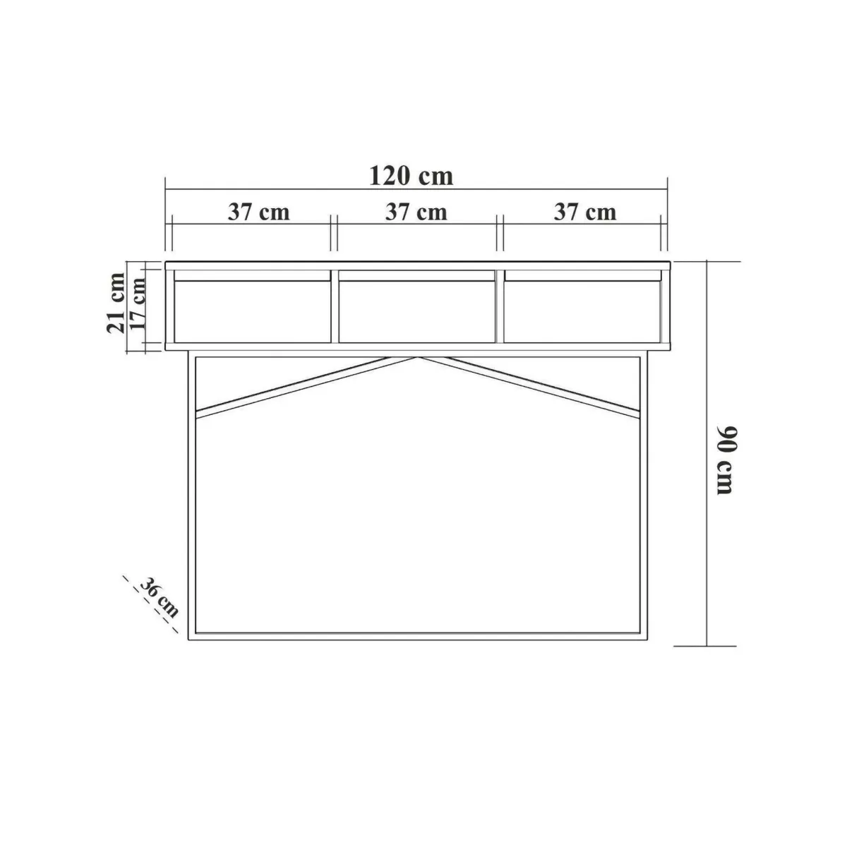 Cucina|Madie > Dmora Credenza noce e nera 120x36x90h cm 3 cassetti - Avetrana Nero, Marrone Noce