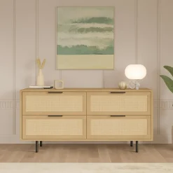Madie|Credenze > Dmora Credenza noce e quercia 160x44x74h cm 2 ante - Anterivo Marrone Quercia, Marrone Noce