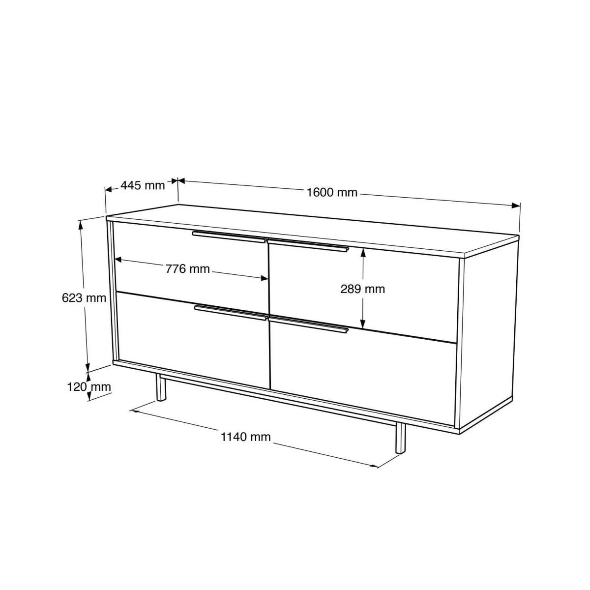 Madie|Credenze > Dmora Credenza noce e quercia 160x44x74h cm 2 ante - Anterivo Marrone Quercia, Marrone Noce