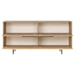 Madie|Credenze > Dmora Credenza noce e quercia 160x44x74h cm 2 ante - Anterivo Marrone Quercia, Marrone Noce