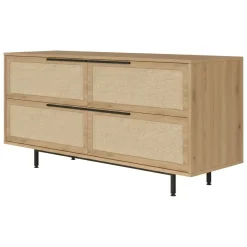 Madie|Credenze > Dmora Credenza noce e quercia 160x44x74h cm 2 ante - Anterivo Marrone Quercia, Marrone Noce
