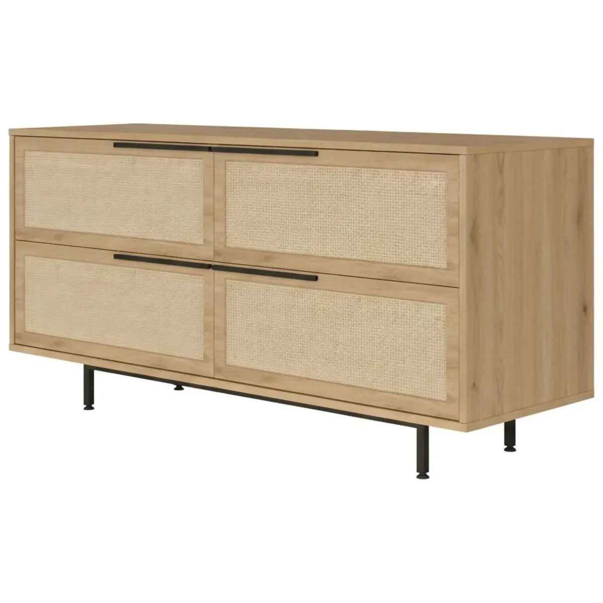 Madie|Credenze > Dmora Credenza noce e quercia 160x44x74h cm 2 ante - Anterivo Marrone Quercia, Marrone Noce