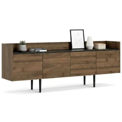 Credenza noce 195x40x73h cm 3 ante e 2 cassetti - Zungoli