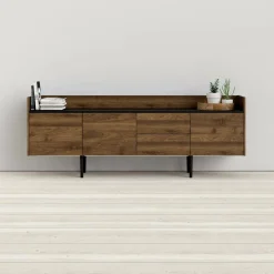 Credenza noce 195x40x73h cm 3 ante e 2 cassetti - Zungoli