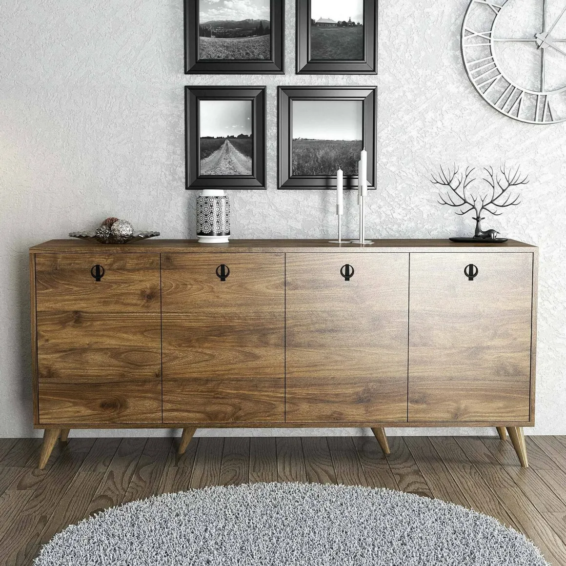 Credenza noce 180x45x80h cm 4 ante - Ernie