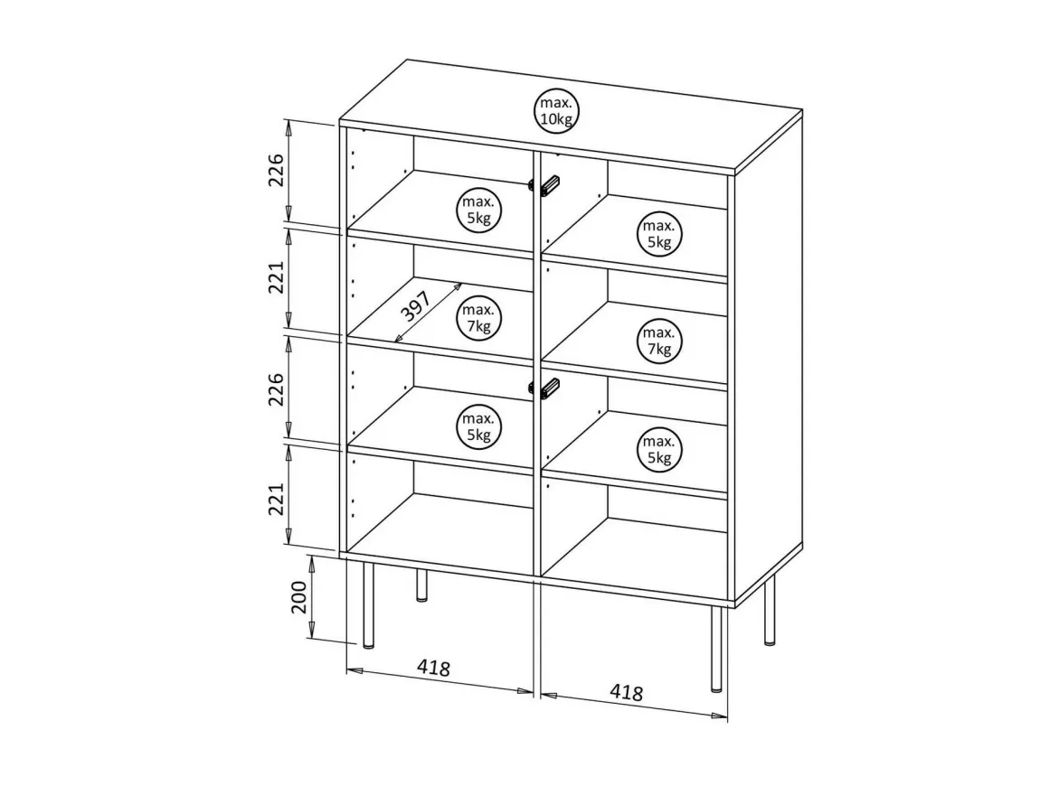 Credenza noce 118x40x89h cm 2 ante - Gaby