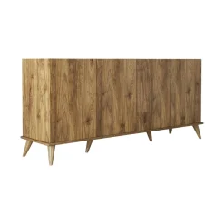 Madie|Credenze > Dmora Credenza noce 180x45x80h cm 4 ante - Paine Marrone Noce