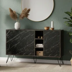 Credenza ossido e nera marmo 142x35x83h cm 3 ante - Alin