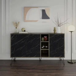 Credenza ossido e nera marmo 142x35x83h cm 3 ante - Alin