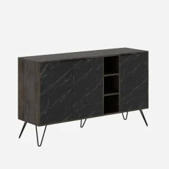 Credenza ossido e nera marmo 142x35x83h cm 3 ante - Alin