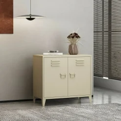 Madie|Credenze > Dmora Credenza panna 80x40x73h cm 2 ante - Conco Bianco Panna