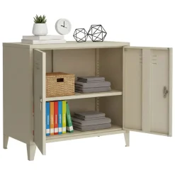 Madie|Credenze > Dmora Credenza panna 80x40x73h cm 2 ante - Conco Bianco Panna