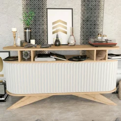 Credenza quercia e bianca 150x43x75h cm 2 ante - Joy