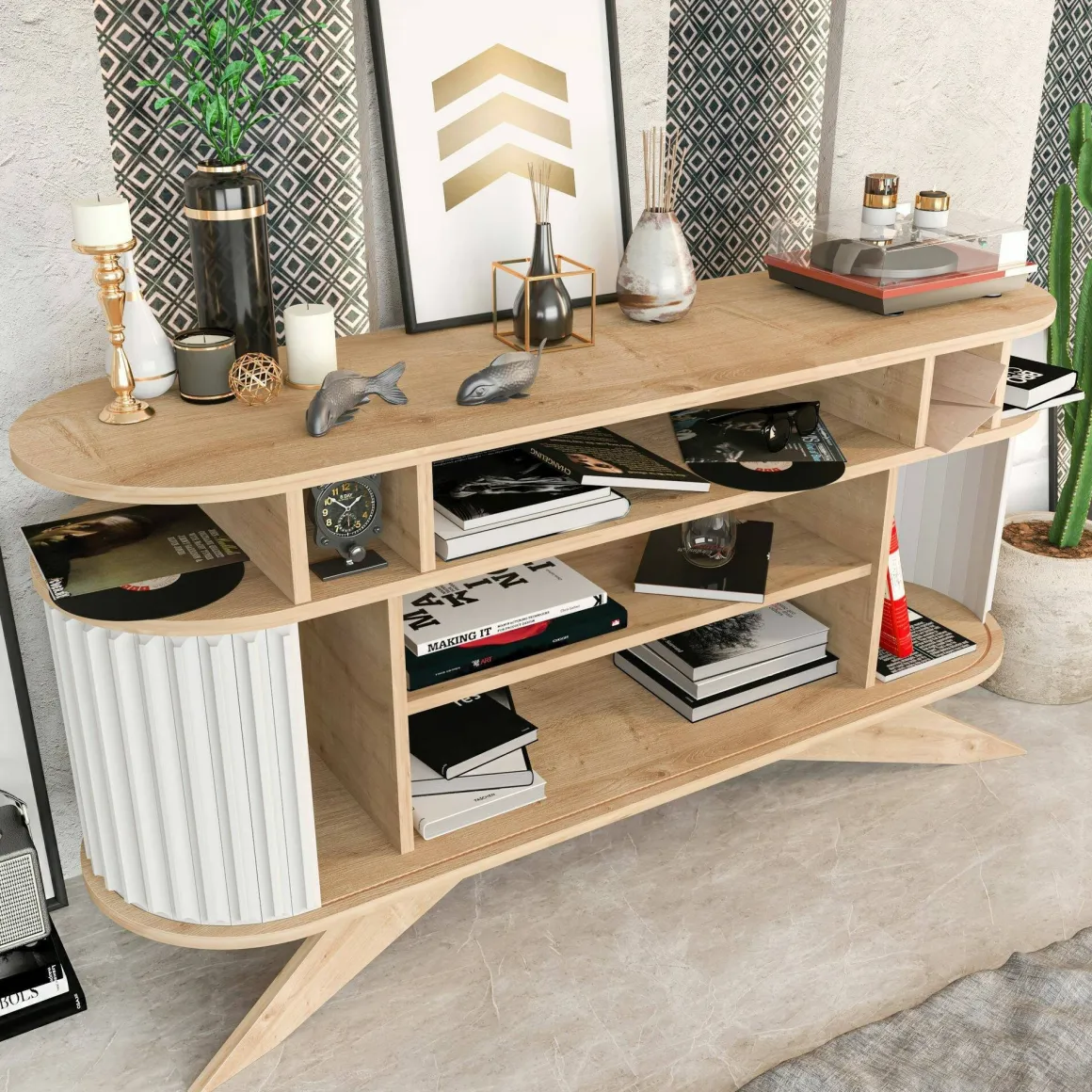 Credenza quercia e bianca 150x43x75h cm 2 ante - Joy
