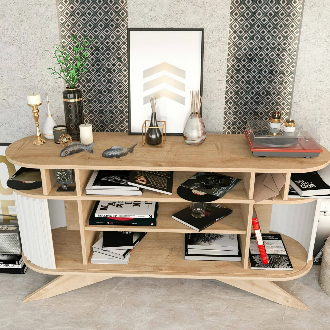 Credenza quercia e bianca 150x43x75h cm 2 ante - Joy