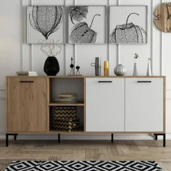 Credenza quercia e bianca 180x45x80h cm 3 ante - Hato