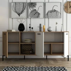 Credenza quercia e bianca 180x45x80h cm 3 ante - Hato