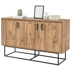 Credenza quercia e nera 140x40x80h cm 3 ante - Ammolite