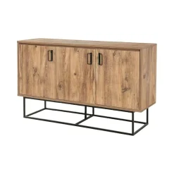 Cucina|Madie > Dmora Credenza quercia e nera 140x45x80h cm 3 ante - Arjuna Nero, Marrone Quercia