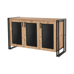 Cucina|Madie > Dmora Credenza quercia e nera 140x45x80h cm 3 ante - Arjuna Nero, Marrone Quercia